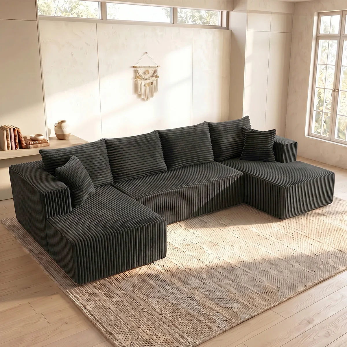 U-shaped Modular Canvas Sofa - Modern Living Room Design - Comfortable - No Assembly Required - Frameless Combination Sofa