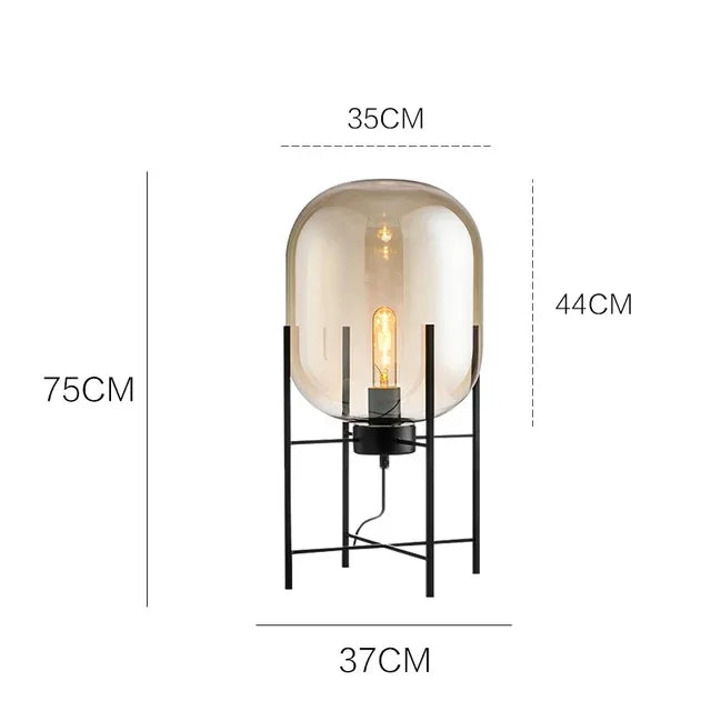 Creative LED Glass Ball Floor Lamp Post Modern Hotel Coffee Shop Bedroom Bedside Reading Glass Decorative Floor Lamp