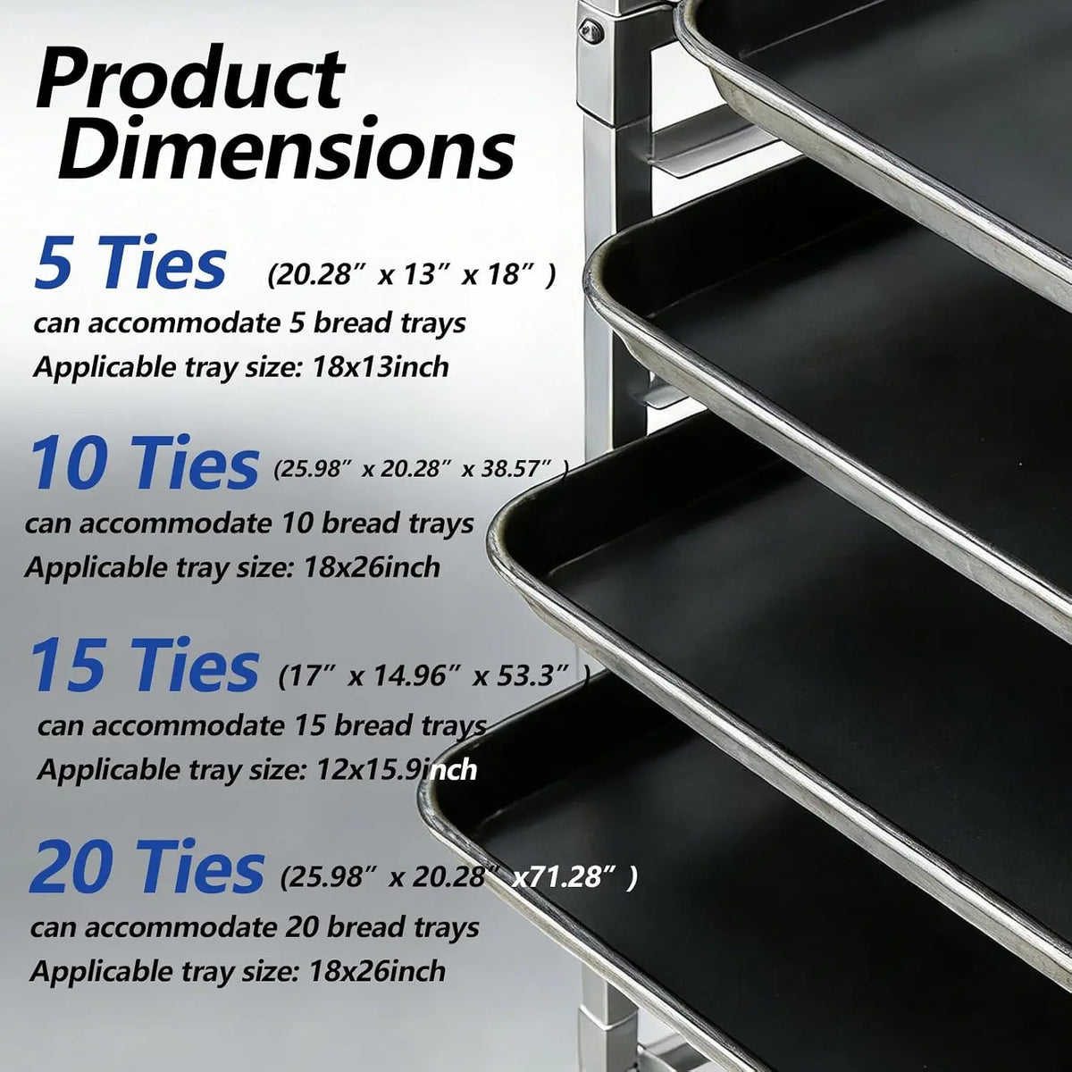 Garvee 20 Tier Aluminum Bun Pan Rack with Wheels 20x26inch Cake Cooling Rack Aluminum Construction Baking Tray Oven Pizza Bread Holder BBQ Shelf Kitchen