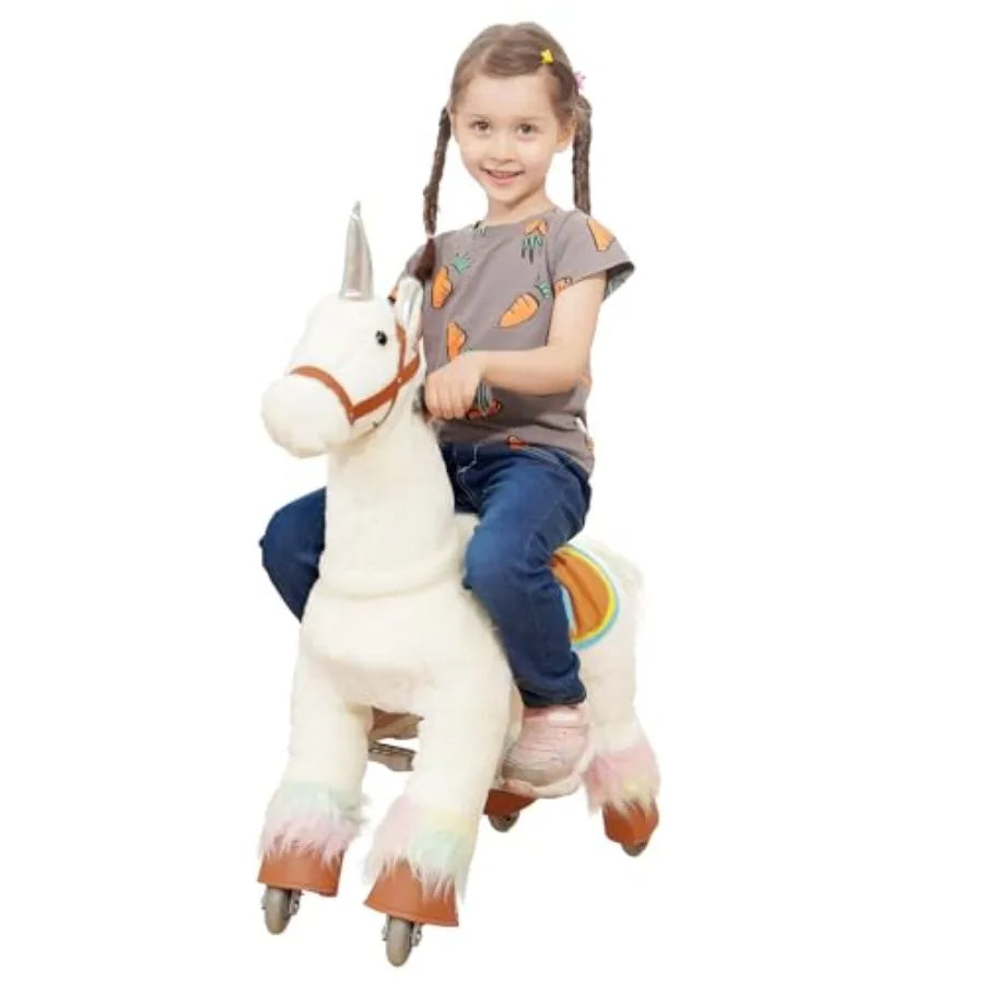 Small Size Ride On Horse - Baby Walker & Pony Riding Toys for Ages 3-8 Magical Ride on Toy Unicorn Toy & Horse Riding Experience
