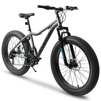 Ecarpat 26 Inch Mountain Bike, 4-Inch Wide Fat Tire Snow Mountain Bikes, 21 Speed for Men Women Bicycles, Steel Frame Disc Brake