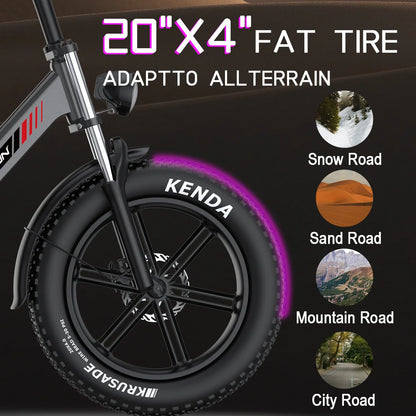 6MSKS C6 Electric Bicycle 1000W Motor 48V17.5AH Lithium Battery Electric Bike Range of 50miles 20*4 Inch Fat Tire Snow E-bike