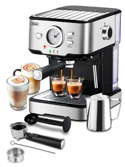 Espresso Machine 15 Bar Pump Pressure, Cappuccino Coffee Maker With Milk Foaming Steam Wand For Latte, Mocha, Cappuccino, 1.5L W