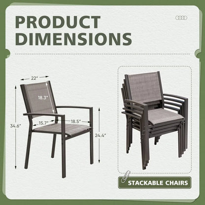 Flamaker Patio Chairs Textilene Outdoor Chairs Set of 6 Stackable Dining Chair for Backyard, Deck, Poolside (Grey)