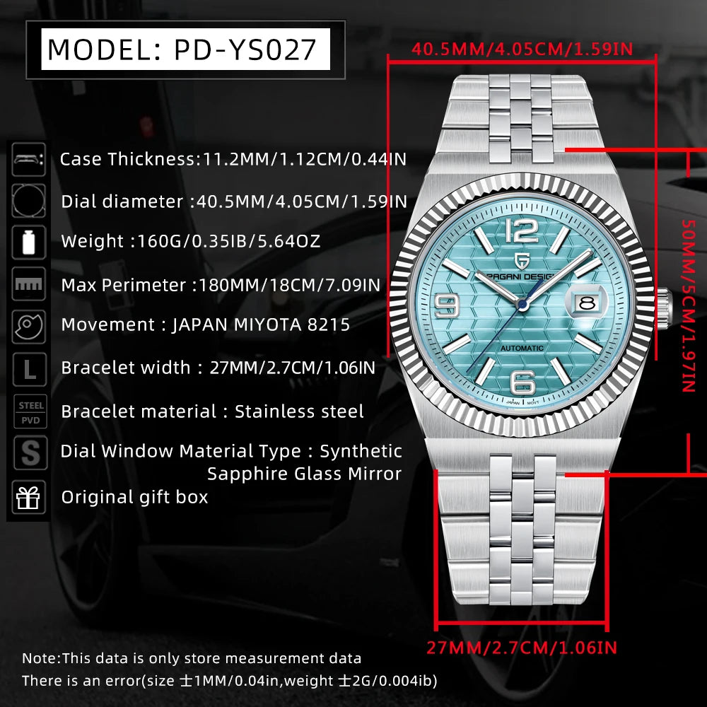 PAGANI DESIGN Men's Watches 2026 New Mechanical Wrist watch Luxury AR Sapphire crystal Automatic Watch For Men Stainless steel