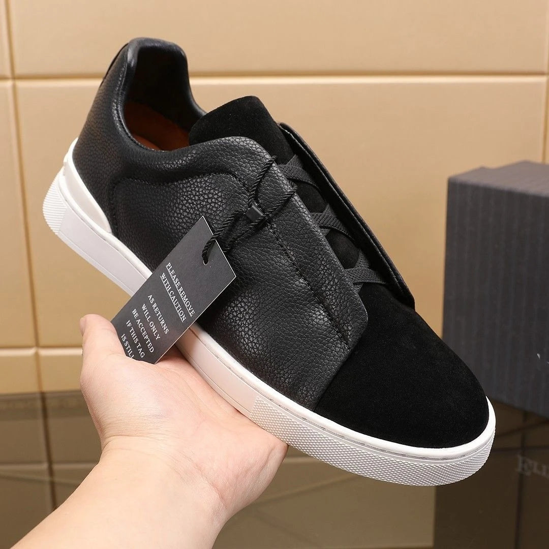 2025 New Genuine Leather High-End Men's Shoes, Slip-On European Trend Board Shoes, Casual Commute Versatile