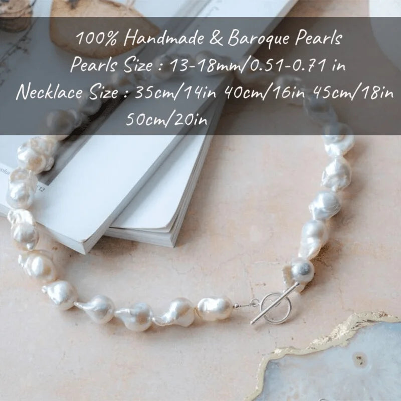 MYSOYA 13-18mm Large Natural Baroque Pearl Necklace For Women Men Gift Box Personalized Birthday Wedding Christmas Jewelry Gift