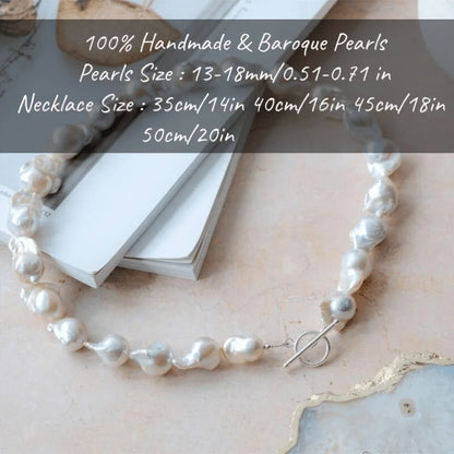 MYSOYA 13-18mm Large Natural Baroque Pearl Necklace For Women Men Gift Box Personalized Birthday Wedding Christmas Jewelry Gift