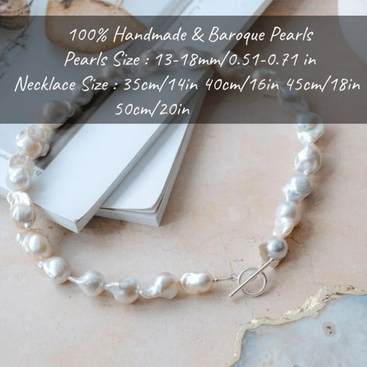 MYSOYA 13-18mm Large Natural Baroque Pearl Necklace For Women Men Gift Box Personalized Birthday Wedding Christmas Jewelry Gift