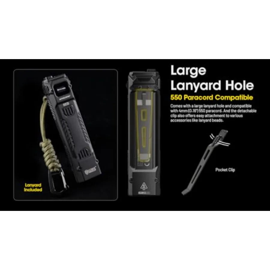 EDC296500 Lumen Every Day Carry Rechargeable Flashlight with EcoSensa USBC Charging Cable for Outdoor Adventures Emergency Prep