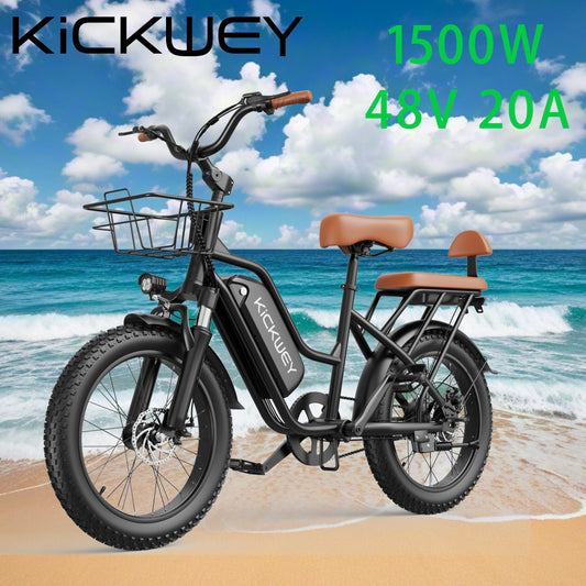 Kickwey LD20 Electric Mountain Bike 1500W Power Motor 48V20Ah Portable Battery Ebike Long Range Dual Disc Brakes Electric Bike