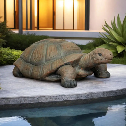 Large Fiber Reinforced Concrete Turtle Statue, 34.2 Outdoor Garden Sculpture for Lawn and Yard Decor