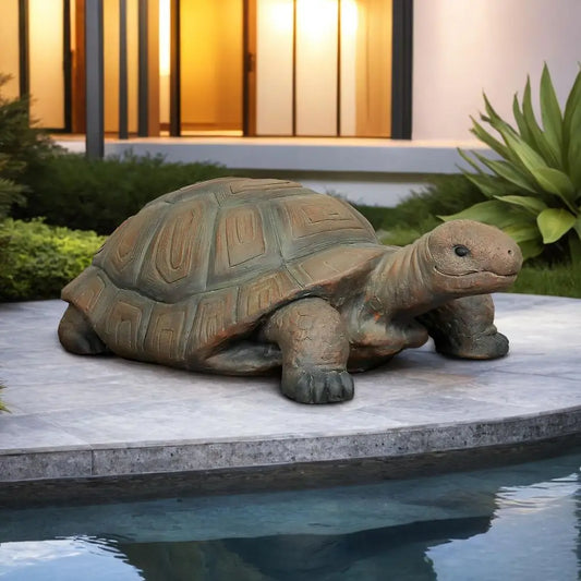 Large Fiber Reinforced Concrete Turtle Statue, 34.2 Outdoor Garden Sculpture for Lawn and Yard Decor