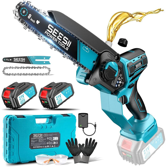 Seesii 1000W 6&8''Brushless Electric Chainsaw Cordless Electric Saw Woodworking Garden Pruning Tools For Makita 18V Battery Pin