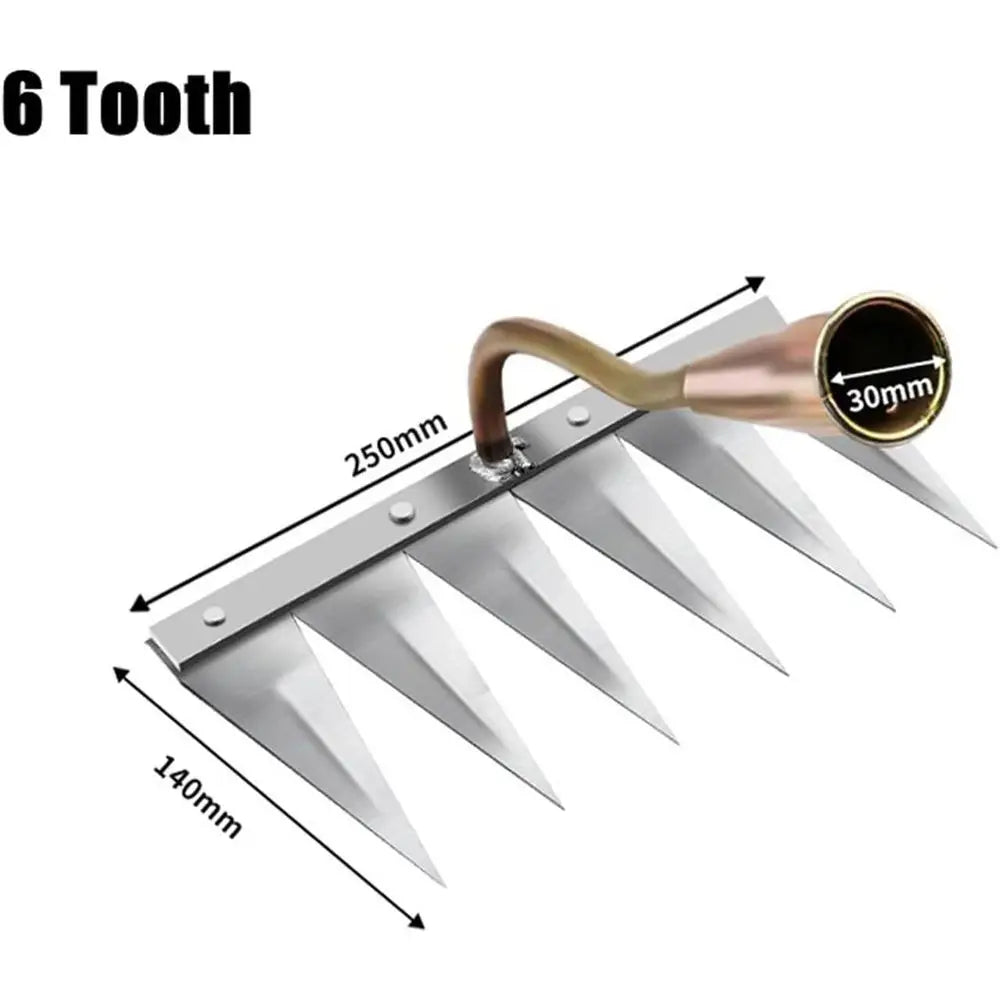 5-Tooth Garden Weeding Hoe and 6-Tooth Rake - Premium Agricultural Tools for Efficient Weed Removal