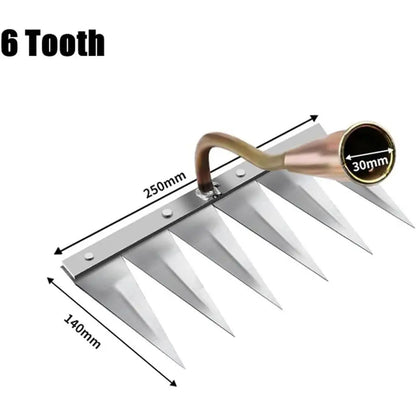 5-Tooth Garden Weeding Hoe and 6-Tooth Rake - Premium Agricultural Tools for Efficient Weed Removal