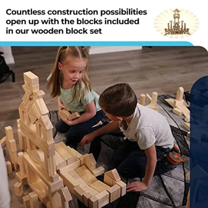 Standard Unit Building Blocks for Toddlers with Storage Tray 64 Pcs Sanded Wood Blocks for Original STEAM and STEM Learning Cla
