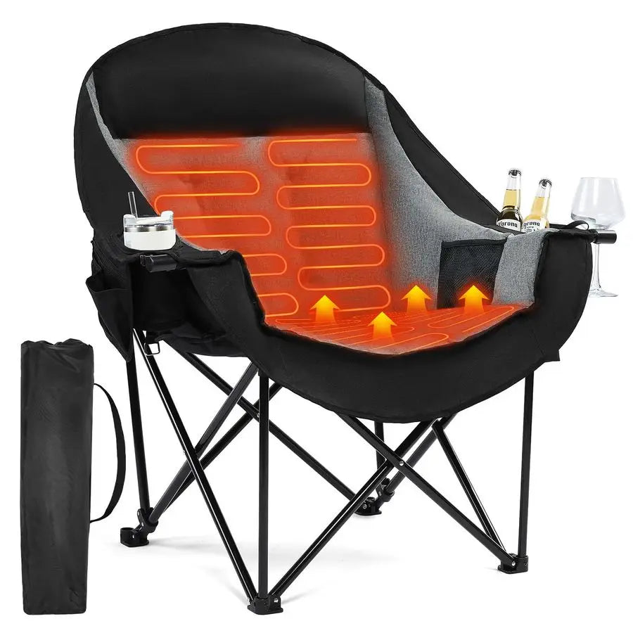 Oversized Camping Chair Heavy Duty Padded Folding Camping Chairs for Adults with Cooling Bag, Side Pocket, Cup Holder and Carry