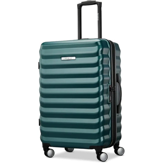 Hard-Sided 24-Inch Lightweight Checked Medium Expandable Element Suitcase: Durable, 360° Spinner Wheels, Adjustable Telescopic