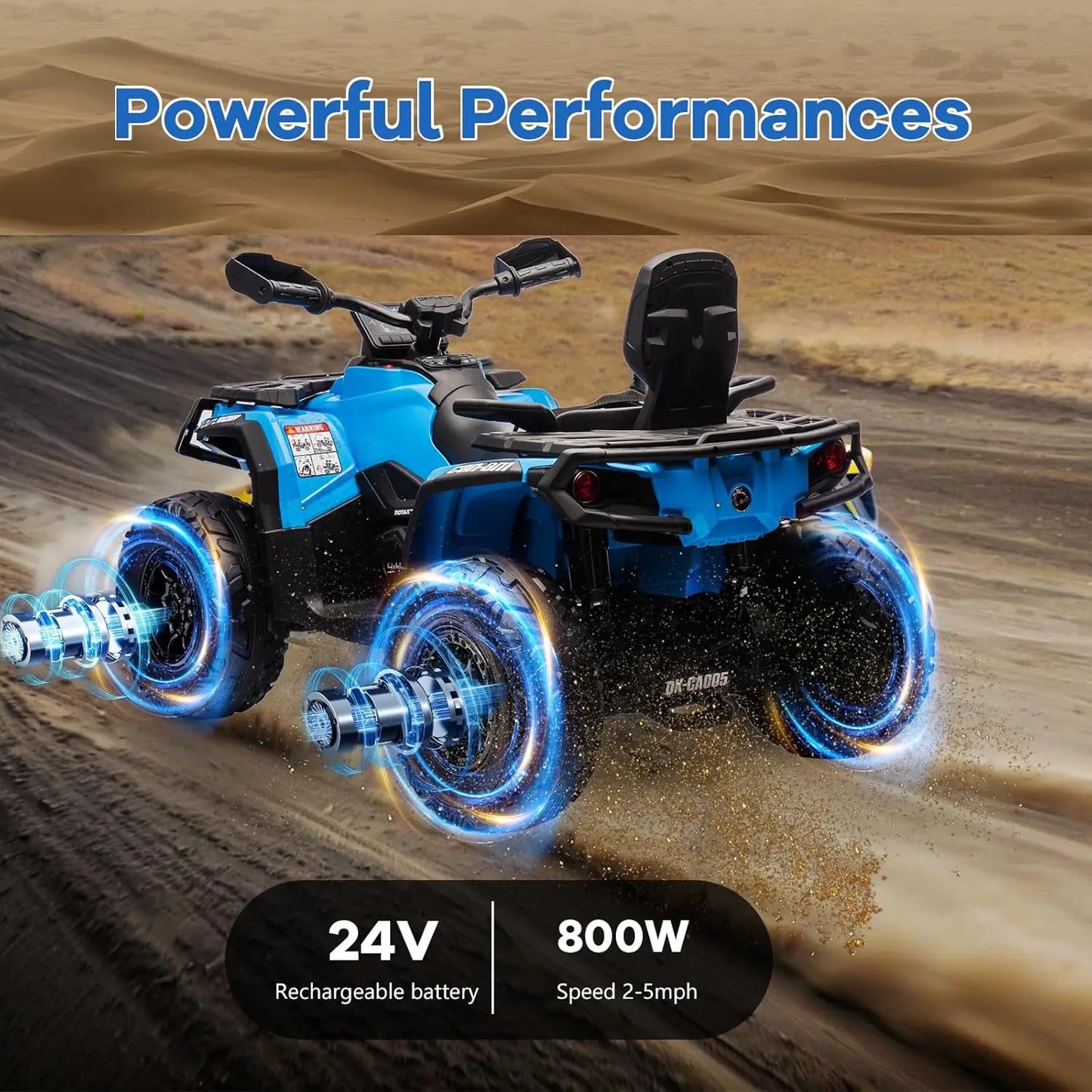 2 Seater Ride On ATV 24V Licensed Can-Am Electric ATV, 4 Wheeler 4WD Leather Seat, LED Lights Ride On Toys, Gift for Kids