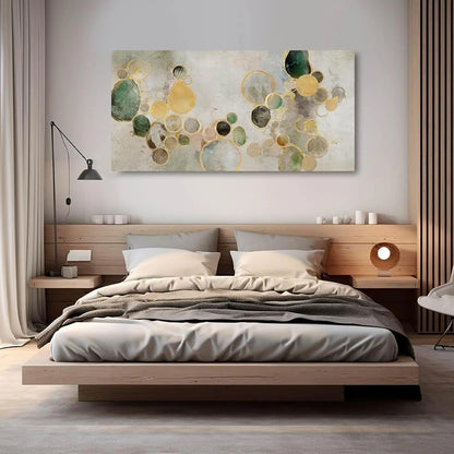 Large Abstract Canvas Wall Art Green and Gold Decorative Painting 29x58 Inches for Kitchen Office Bedroom