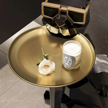 homary Modern Resin Dog Sculpture Geometric Standing Statue Cute Side Table Tray End Table with Tissue Storage (Black)