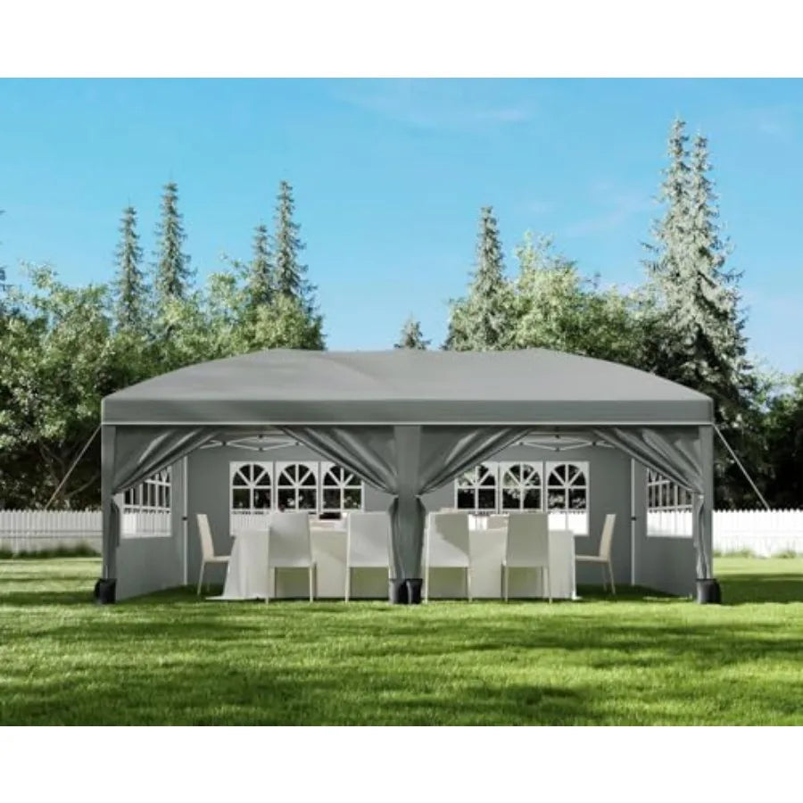 10x20 Pop Up Canopy Tent with 6 Sidewalls, Heavy Duty Party Canopy