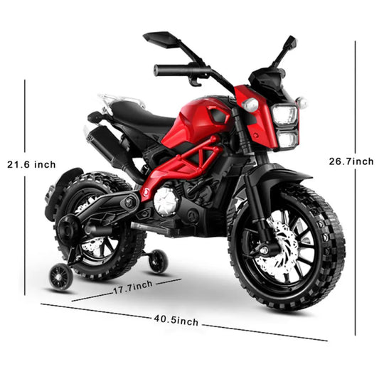 Electric Motorcycle for Kids, Kids Ride on  Motorcycle,  12V  Electric Dirt  Bike with Training Wheels, Hand Racing   Foot Brake