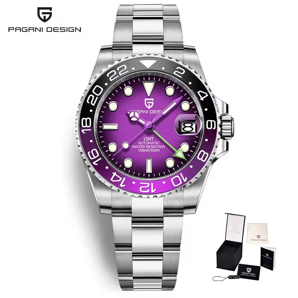 2026 PAGANI DESIGN 40MM Meteorite Dial GMT Men Mechanical Watch Jubilee Watch Strap Sapphire Glass Stainless Steel Waterproof Men Automatic Watches for Men