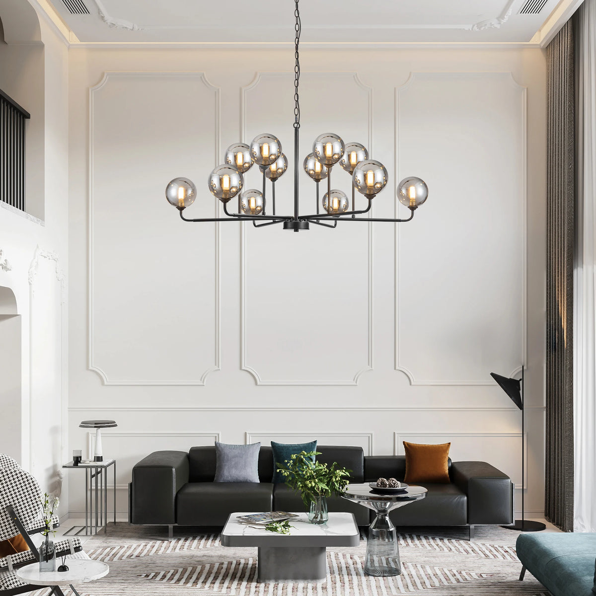 Bubble Glass Chandelier 12/16-Light Chandelier Height Adjustable Dimmable Sputnik Chandeliers for Dining Room Foyer