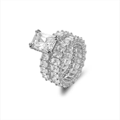 8*12mm 5 Carat D Color Moissanite Ring 925 Sterling Silver 18K Gold Plated Zircon Full Set Engagement Statement Ring