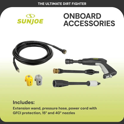 Electric Pressure Washer 1850 Max PSI Black for Cars Fences Patios All Uses with GFCI Cord Adjustable Spray Wand Total Stop Sys