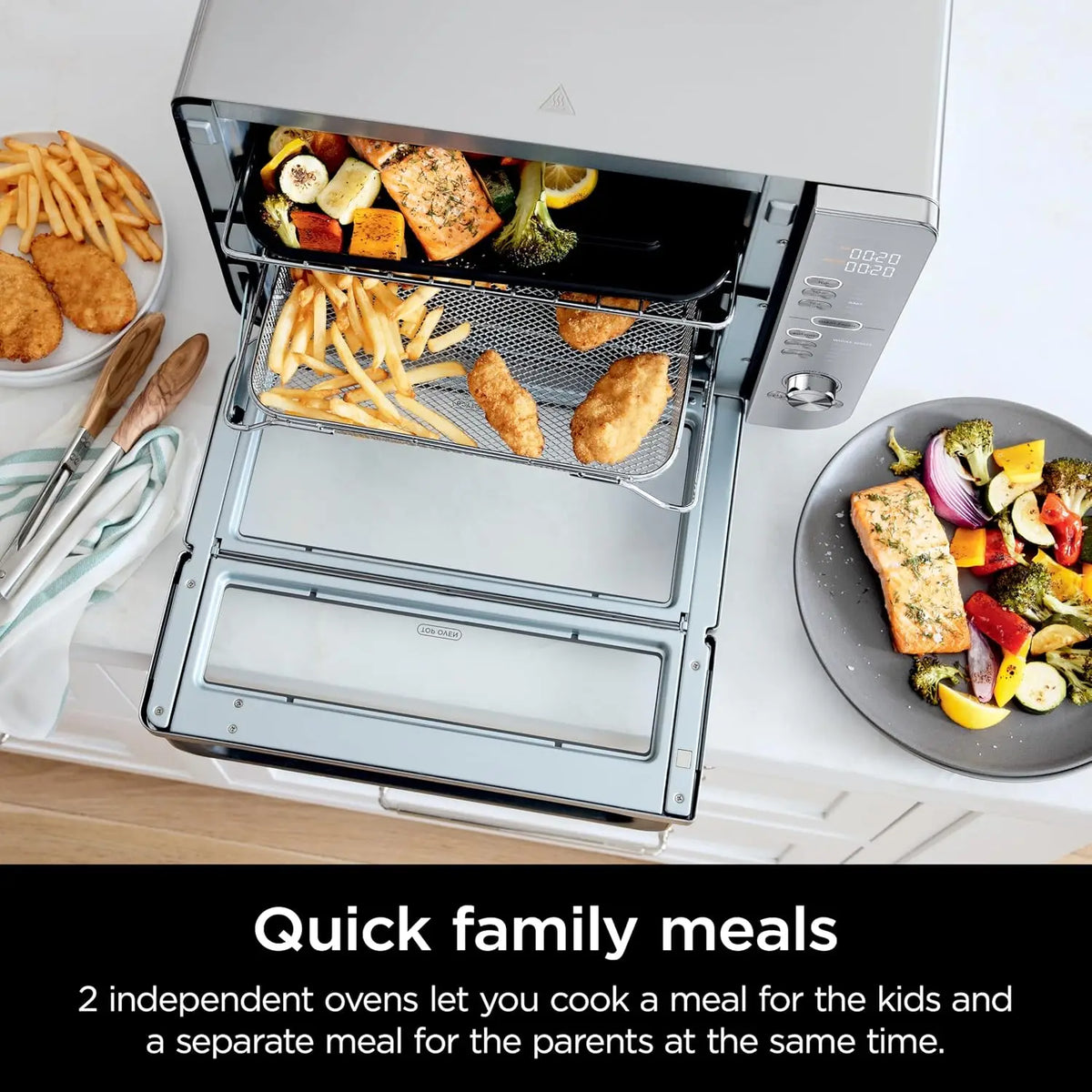 Large Capacity 12-in-1 Countertop Oven and Air Fryer, XL Size, Stainless Steel, Cooks Air Fry, Bake, Broil, Reheat, and Pizza