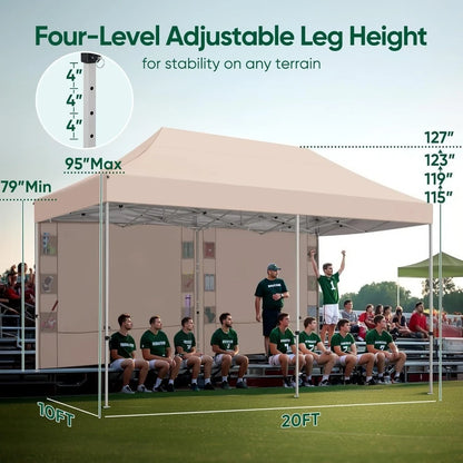 10x20 Heavy Duty Pop up Canopy Tent, Commercial Grade Instant Shelter with Wheeled Bag for Outdoor, Beach, Parties, Markets, 50