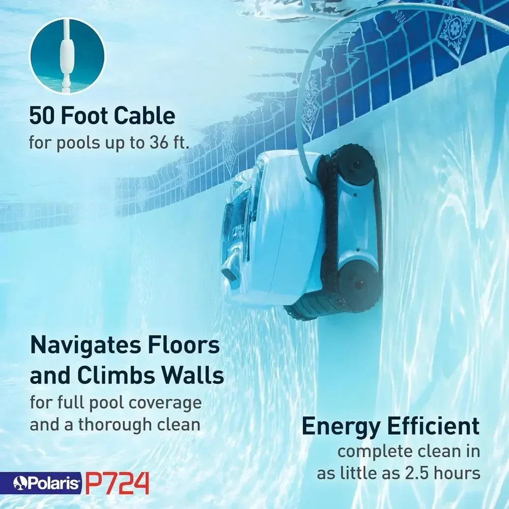 P724 Robotic Pool Cleaner, Lightweight Energy-Eicient Cleaner Perect or In-Ground Pools up to 36-eet, Cleans in as Little as 2.5