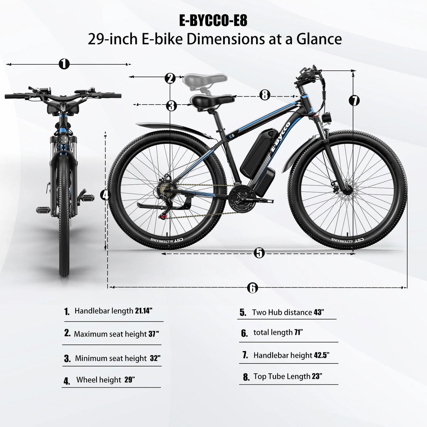 29 Inch Adult Commuter Electric Bike,750W Peak 1000W Motor 48V 17.5AH Removable Battery ,top speed of 34MPH 21-Speed E-Bike