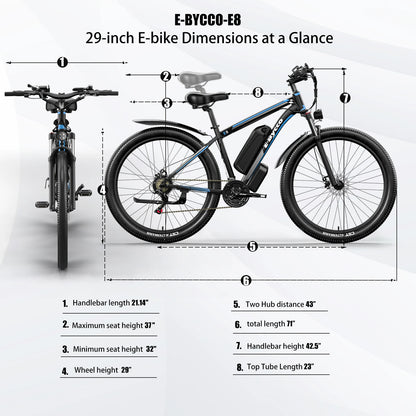 29 Inch Adult Commuter Electric Bike,750W Peak 1000W Motor 48V 17.5AH Removable Battery ,top speed of 34MPH 21-Speed E-Bike