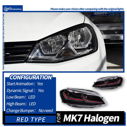 AKD Car Styling for VW Golf 7 LED Headlight 2013-2017 MK7 Headlights DRL Head Lamp Dynamic Signal Lens Automotive Accessories