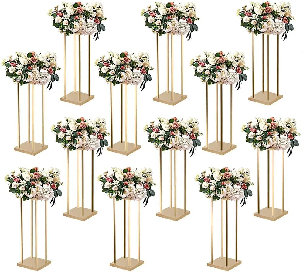 12Pcs Wedding Centerpiece Flower Stand for Table 23.6 in Gold Flower Vases for Events Paty Display Stand Metal