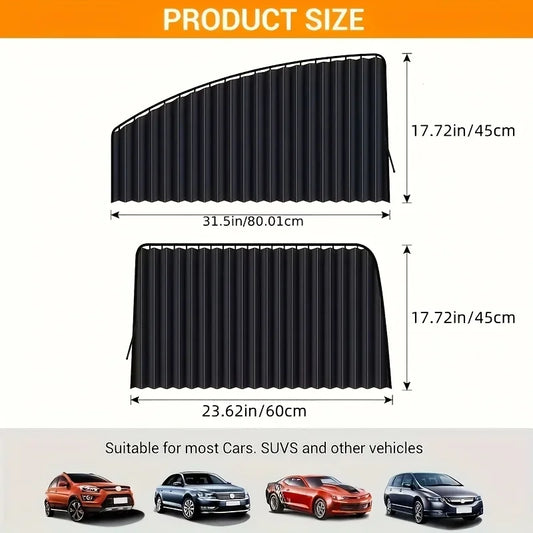 4pcs Car Sunshade Automobile Window Privacy Magnetic Sunshade Sun Protection Heat Insulation Side Sunshade Car Safety Accessor