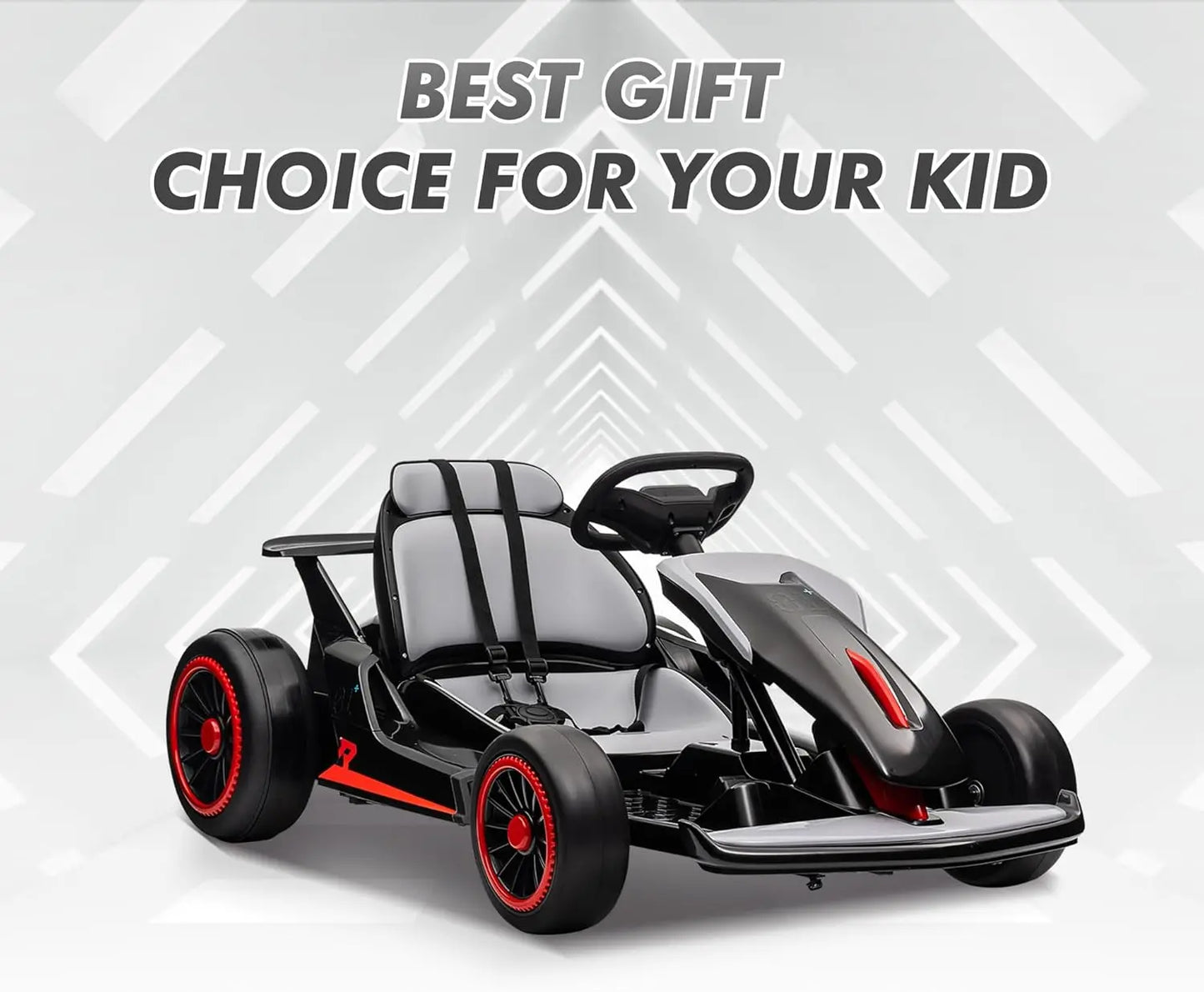 Go Kart, Electric Drift Kart Car with Adjustable Seat 24V 7Ah Outdoor Ride On Toy 2 * 200W Motor, 8.1 MPH, LED Lights 6-12 Years