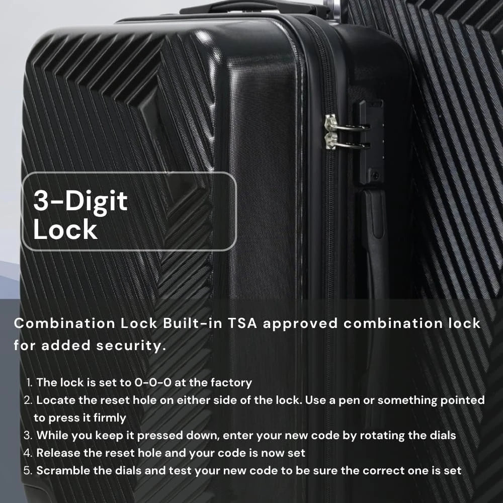 3-Piece Lightweight Hardside Spinner Luggage Set with TSA Lock, 3 piece suitcase set (20in24in28in) (Cherry Red)