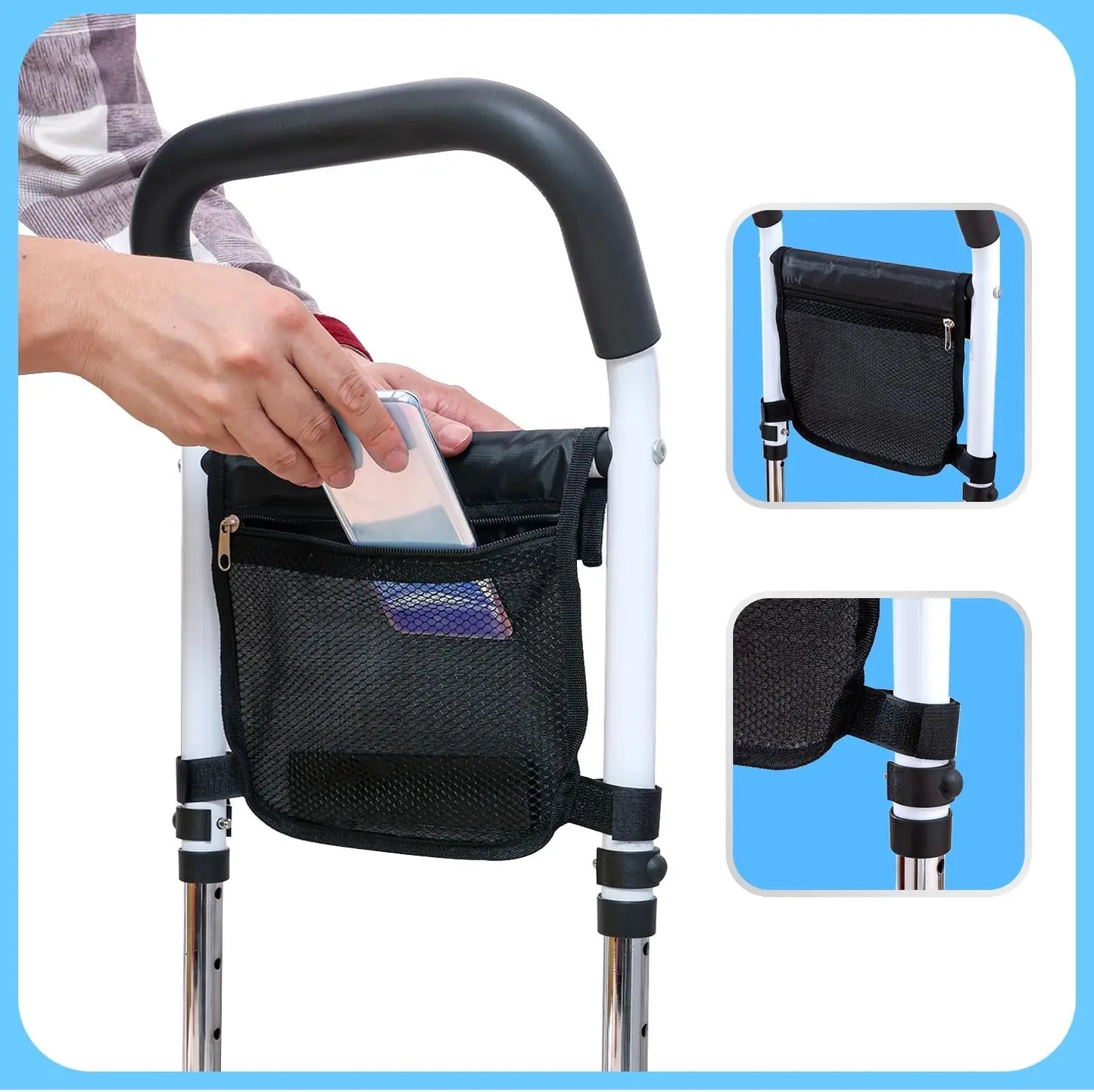 Adjustable Height Walking Cane with Anti-Slip Design, Supports Up to 300lb for Elderly and Mobility Aid