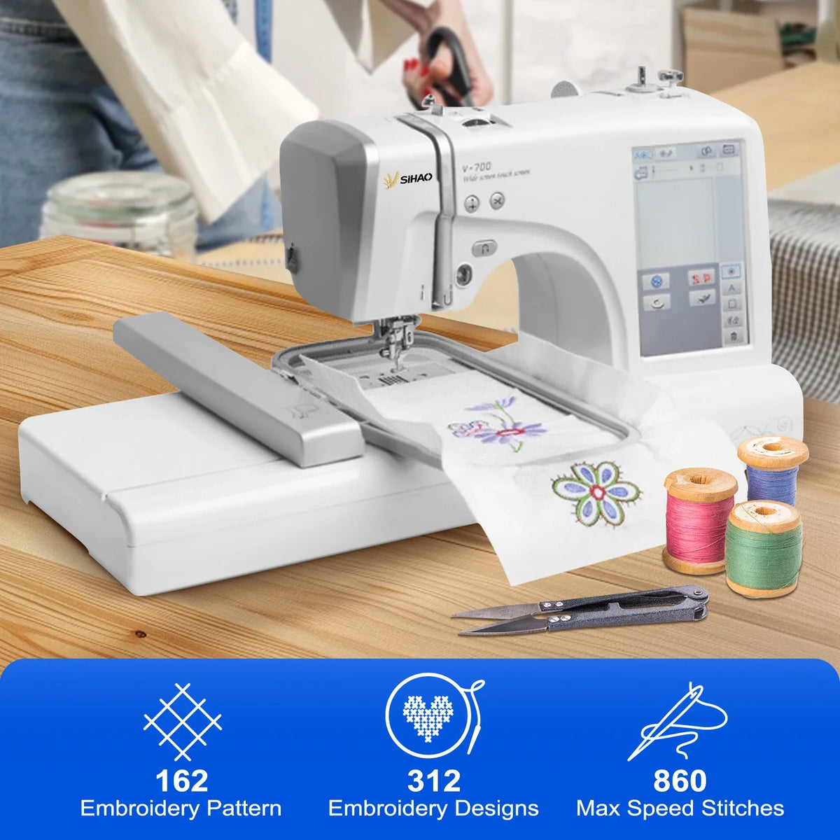 Embroidery Sewing Machine|SIHAO Embroidery Machine Multi-function Household Automatic Computerized LOGO MRSV700 LCD Touch Screen Embroidery Machine Hoops