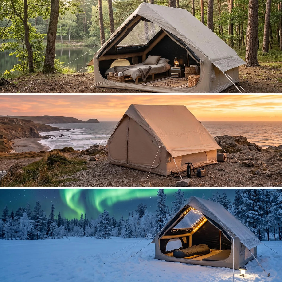6.3㎡ Inflatable Camping Tent Full Set Outdoor Sunscreen Thicken Oxford Cloth Rainproof Field Overnight Camp Marquee by IHOMEINF