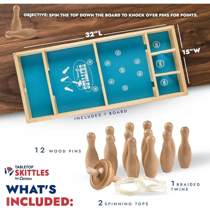 Carrom Skittles Game – Wooden Family Board Games for Family Night – Indoor and Outdoor Large Board Games for Adults & Children