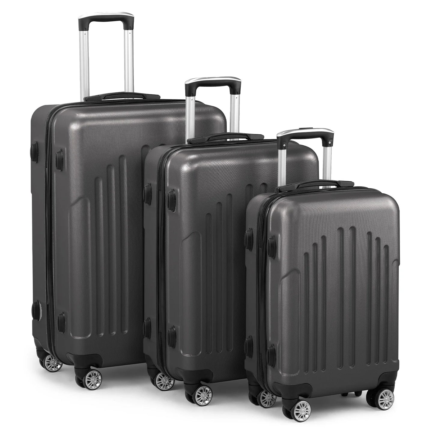 Luggage Set of 3,ABS+PC Hardside Suitcase Sets with TSA Lock 4 Spinner Wheels,Lightweight Trolley Travel Case for Carry On Check
