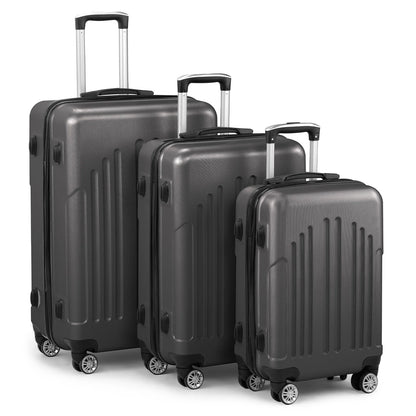 Luggage Set of 3,ABS+PC Hardside Suitcase Sets with TSA Lock 4 Spinner Wheels,Lightweight Trolley Travel Case for Carry On Check