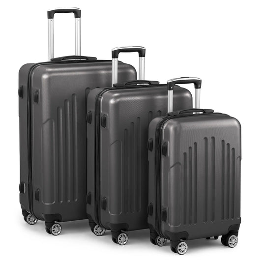 Luggage Set of 3,ABS+PC Hardside Suitcase Sets with TSA Lock 4 Spinner Wheels,Lightweight Trolley Travel Case for Carry On Check