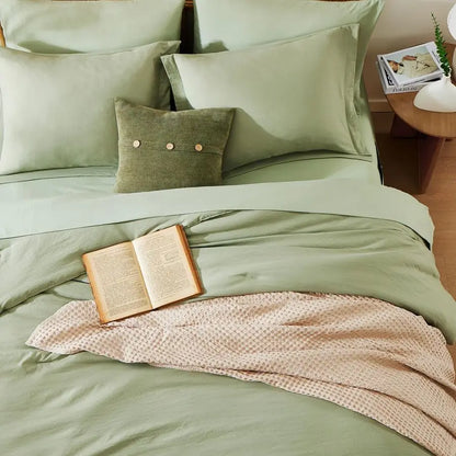 Queen Comforter Set 7 Pieces Sage Green Soft Bed in a Bag Queen with Fitted Sheet, Flat Sheet, 2 Pillow Shams, and 2 Pillowcases